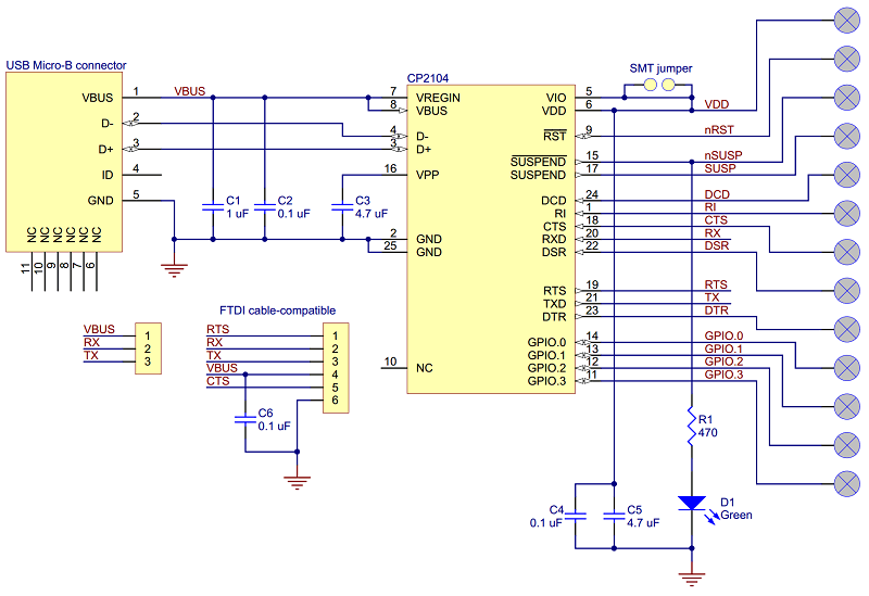 CP2104 USB-to-Serial Adapter Carrier - Melopero Electronics